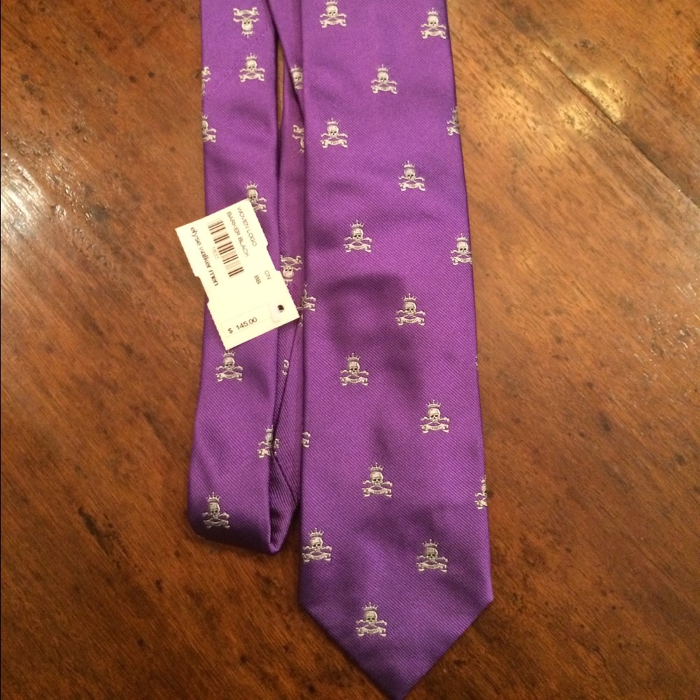 Barker Black Silk Purple Skull Tie